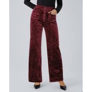 Halara High Waisted Button Multiple Pockets Straight Leg Velvet Pants Sz Large